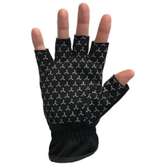 Close-up of silicone palm grip on Cold River Fingerless Gloves
