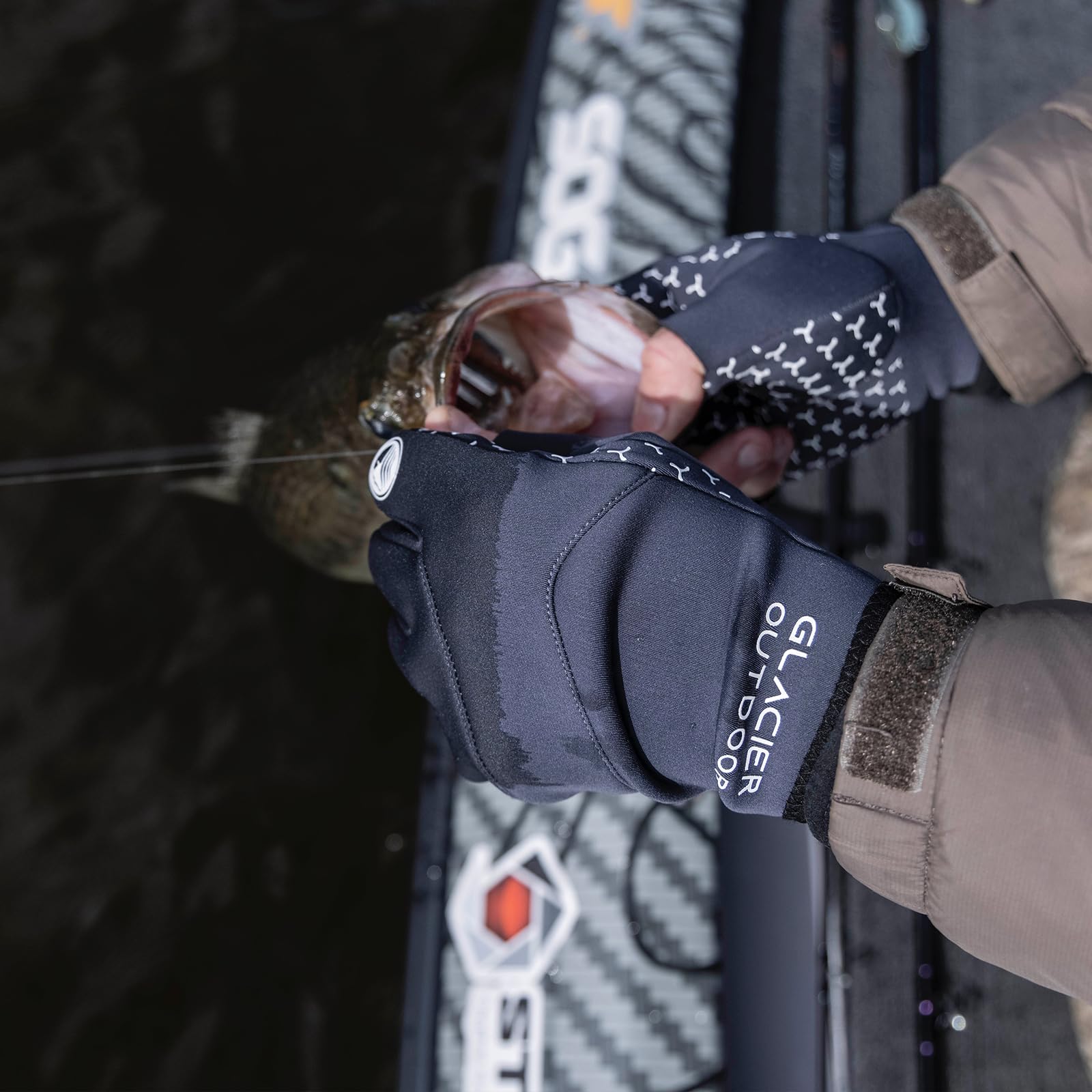 Grip-focused silicone palm close-up on Cold River Gloves