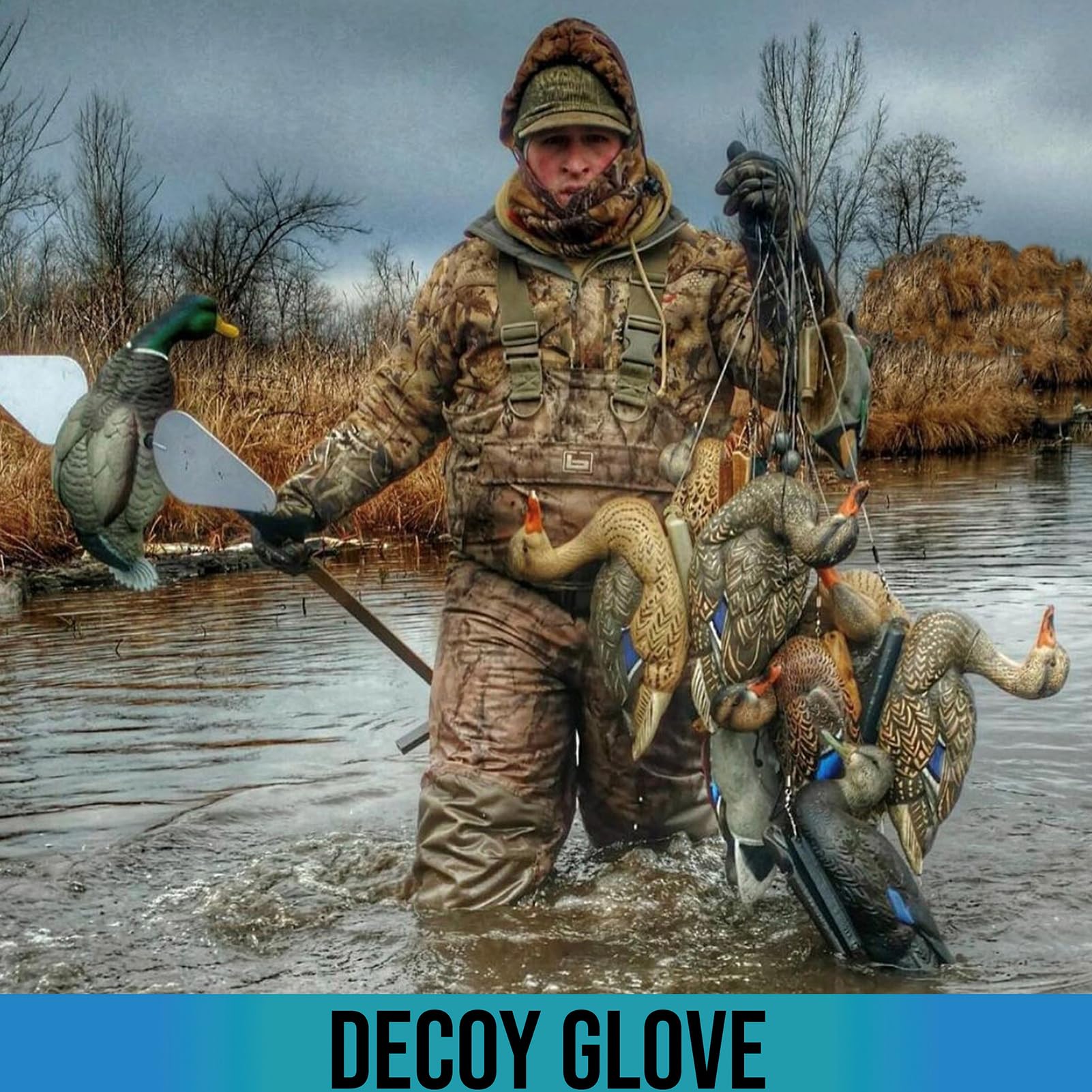 Glacier Glove Decoy worn in wet outdoor conditions
