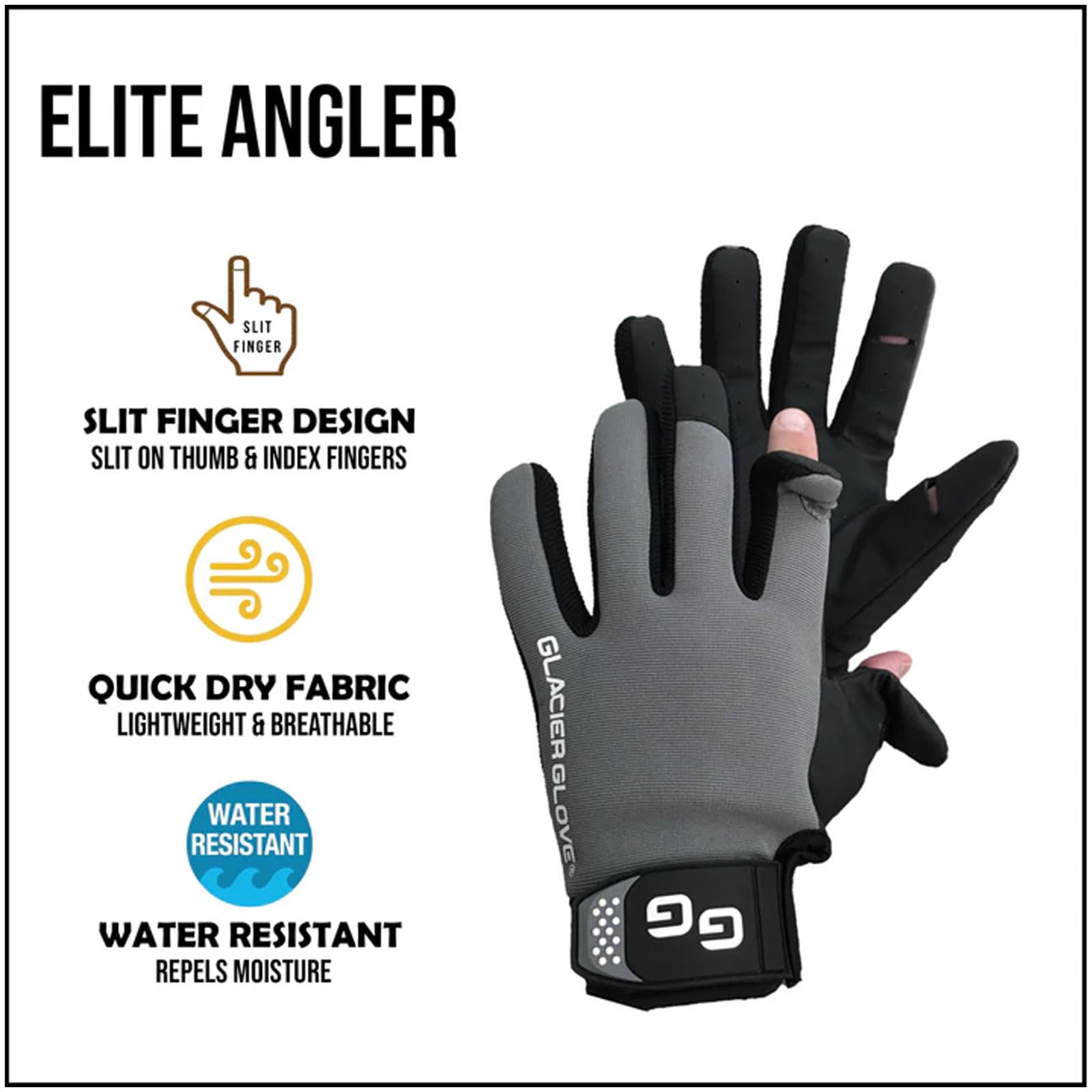 Glacier Glove Elite Angler slit-finger design enabling precise casting