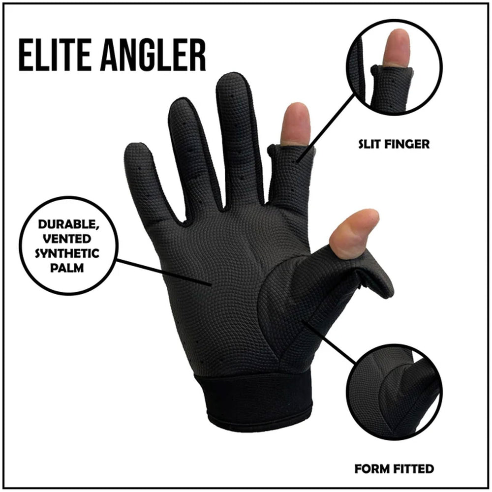 Glacier Glove Elite Angler water-resistant shell keeps hands dry outdoors.