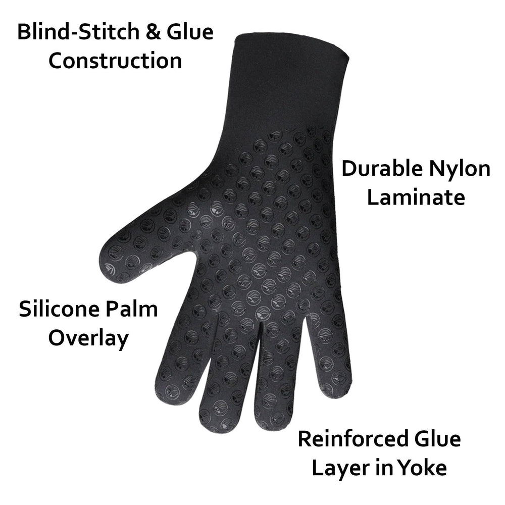 Glacier Glove HydroGrip Max reinforced yoke glue adds durability in high wear areas.