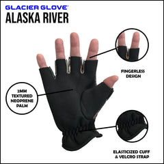 Glacier Glove neoprene palm delivers non-slip grip for fishing and paddling.