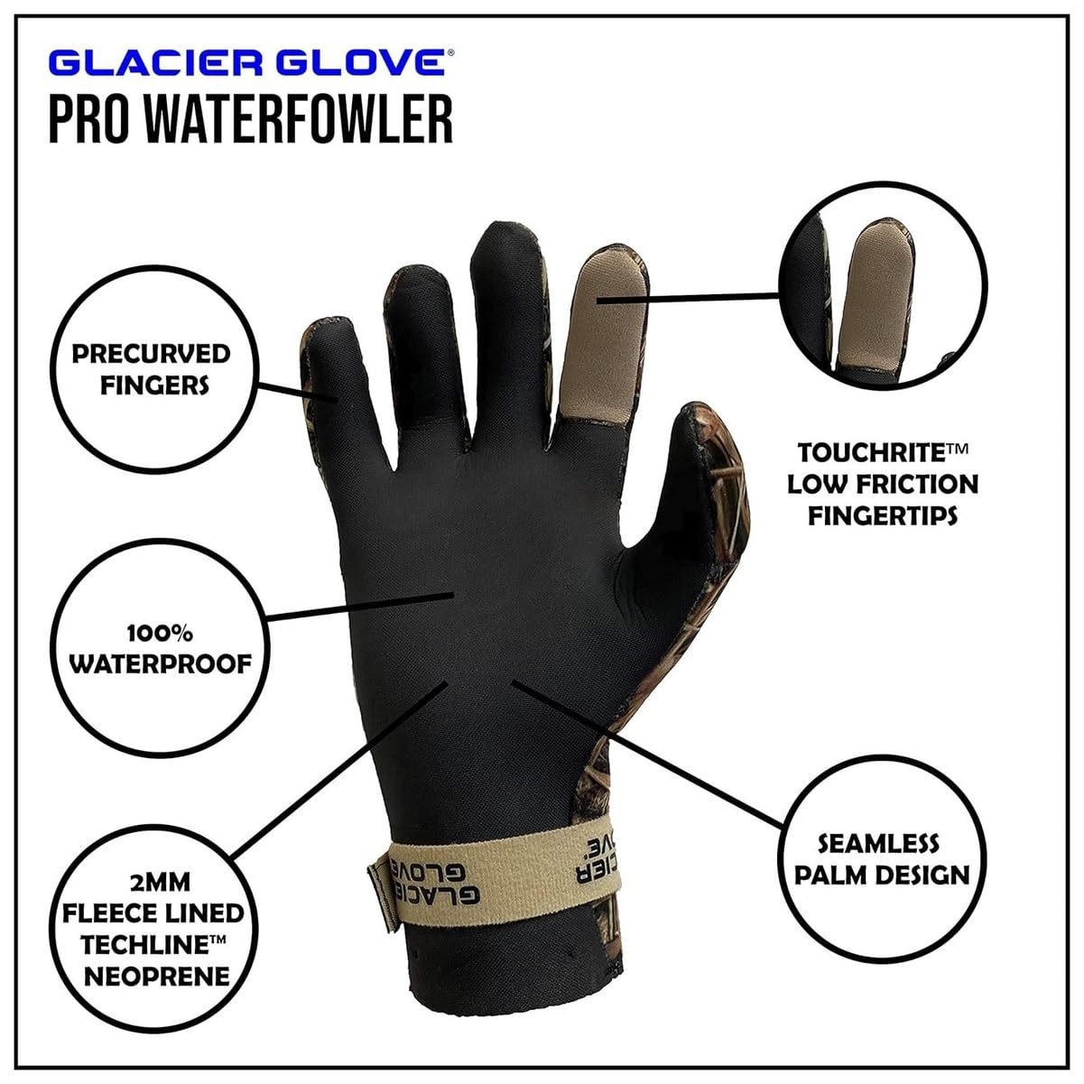 Seamless palm design of Glacier Glove Pro showing waterproof construction