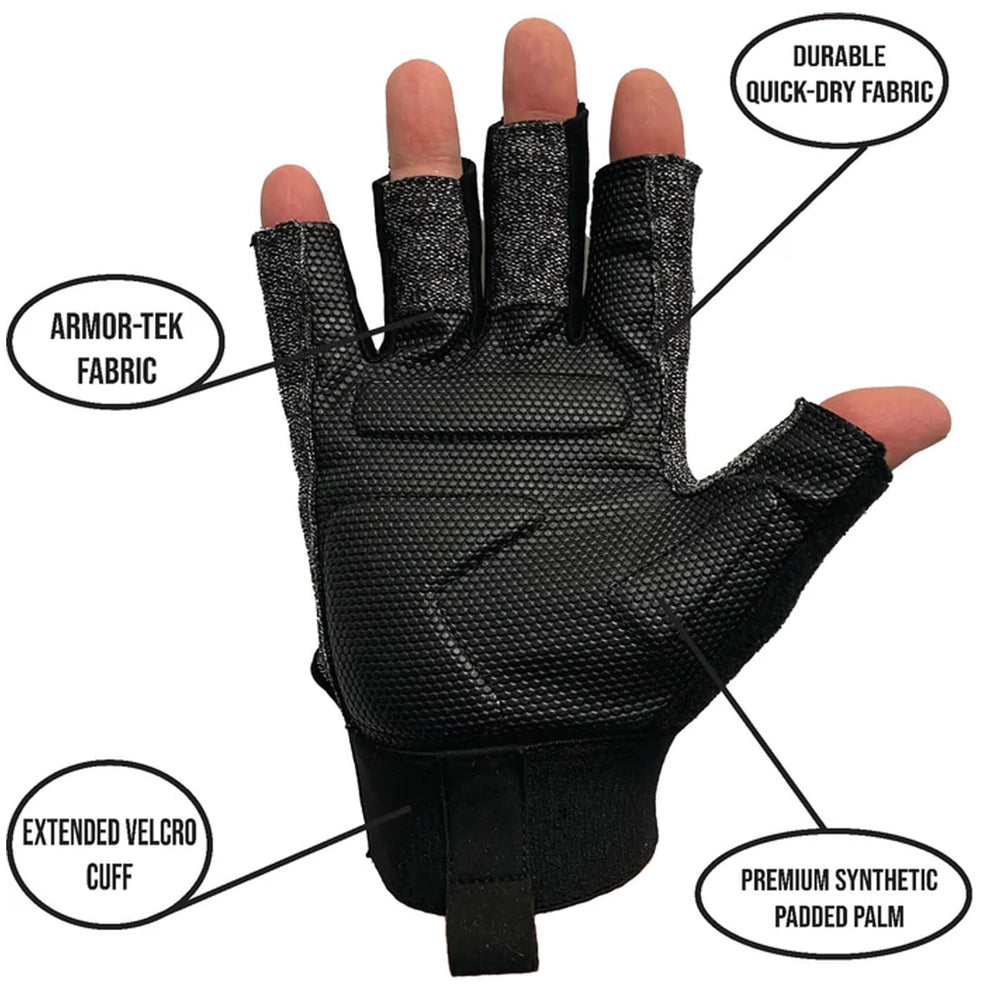 Close-up of textured padded palm for enhanced grip on Glacier Glove