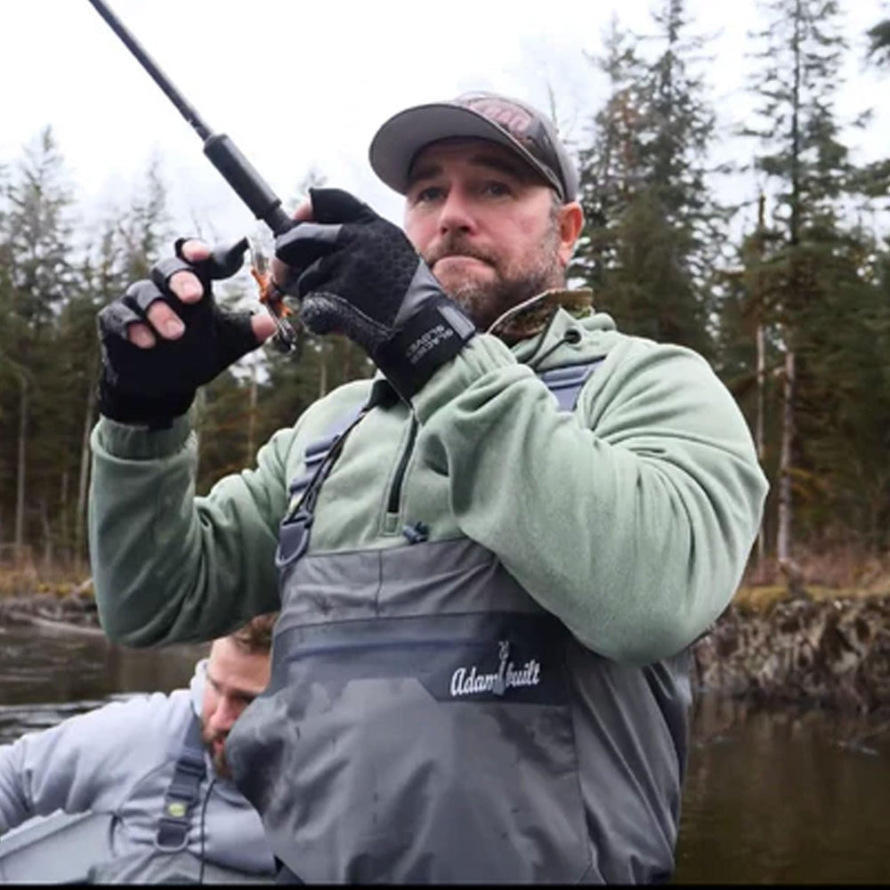 Quick-dry, breathable Glacier Glove worn outdoors during fishing