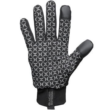 Glacier Glove liner palm silicone coating provides secure grip in wet or dry conditions.