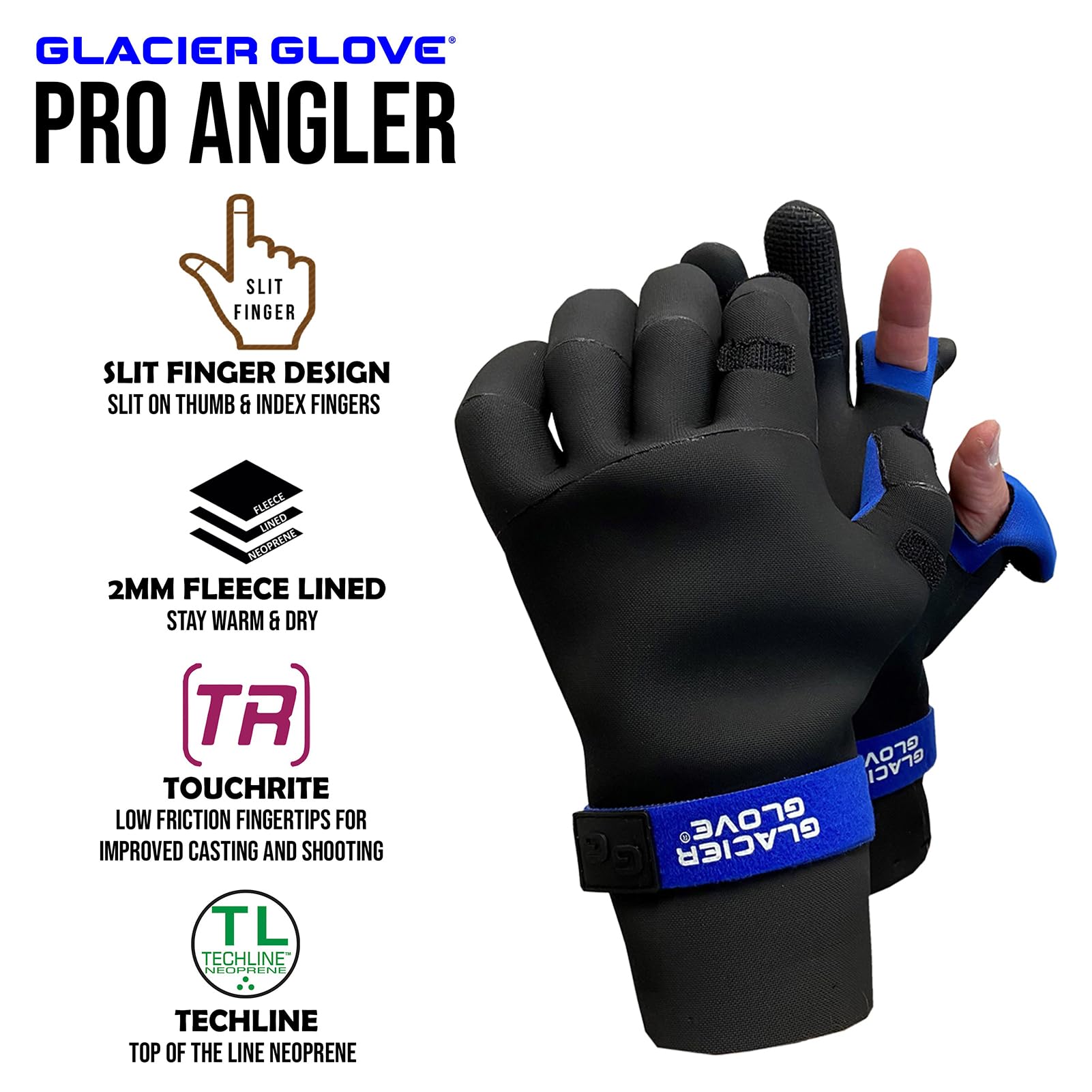 Pro Angler glove being used for casting in cold water