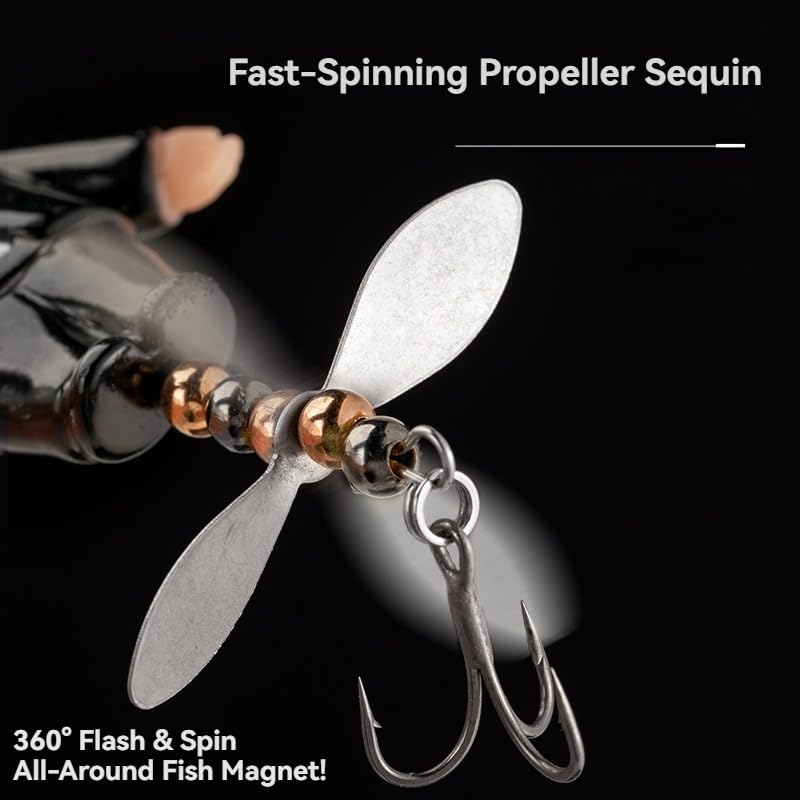 GLDNTM built-in propeller flash increases visibility and triggers predatory strikes.