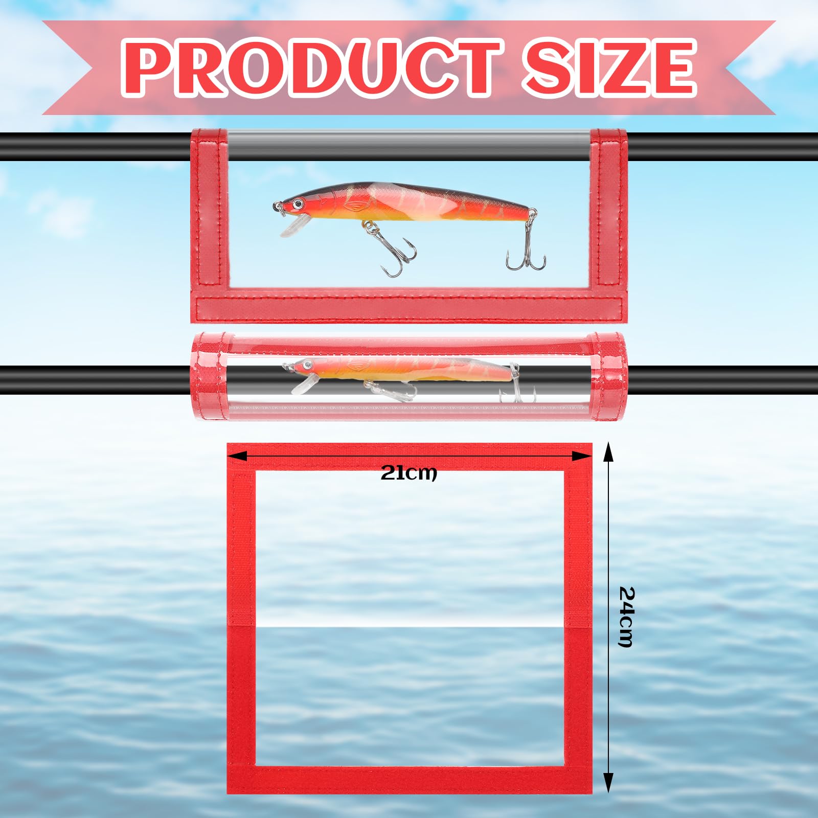 Eight colorful lure wraps in yellow, red, blue, and orange