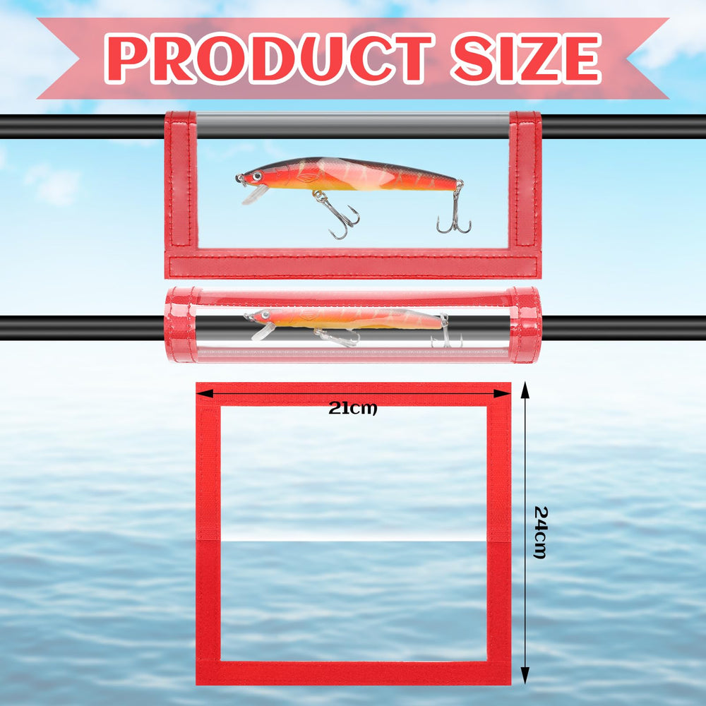 Eight colorful lure wraps in yellow, red, blue, and orange