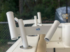 Glide Gear teaser dredge pair on gunnel rod holders for spread.
