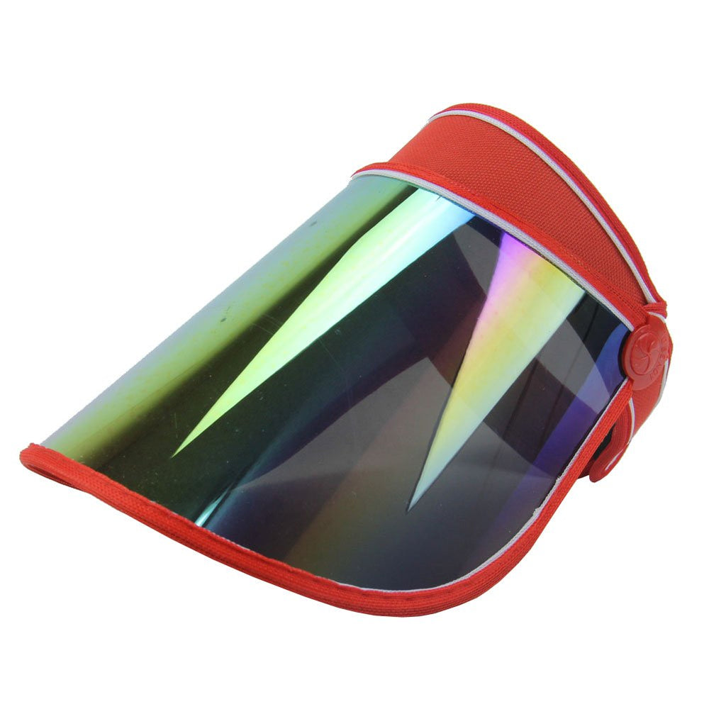 GLJ Trading sun visor UV hat red front view; shade for outdoor activities like hiking.