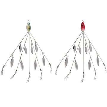 GLL swimbait hooks mounted on rig arms for quick setup