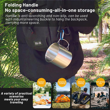 Glomora stainless steel cup durable for hiking and backpacking.