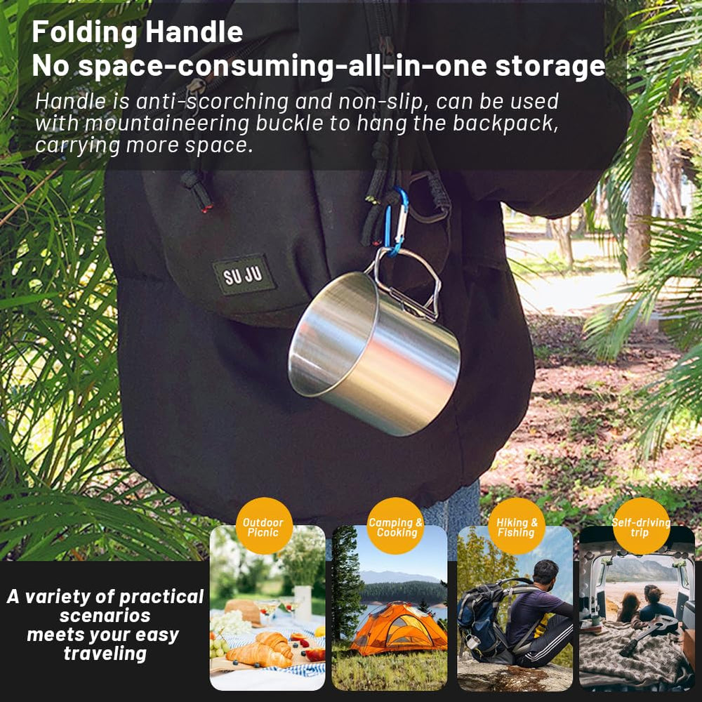 Glomora stainless steel cup durable for hiking and backpacking.