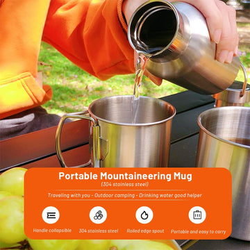 Glomora 350ml cup designed for direct heating over camp stoves.