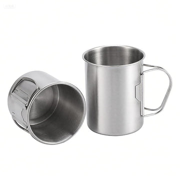 Glomora 350ml stainless camping cup with lid ready for hot trail beverages.