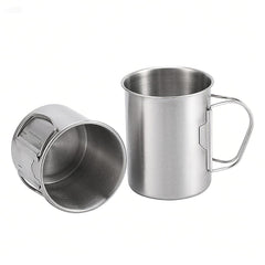 Glomora 350ml stainless camping cup with lid ready for hot trail beverages.
