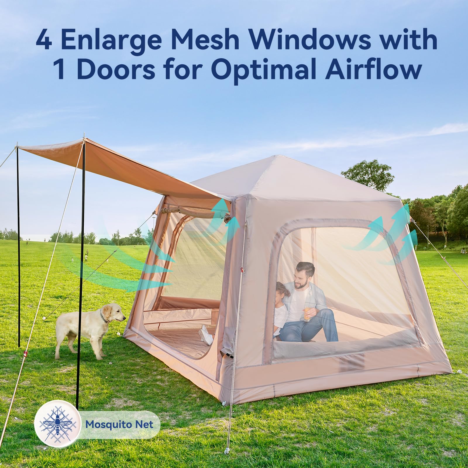 Glonerle easy-setup inflatable tent saves time before relaxation.