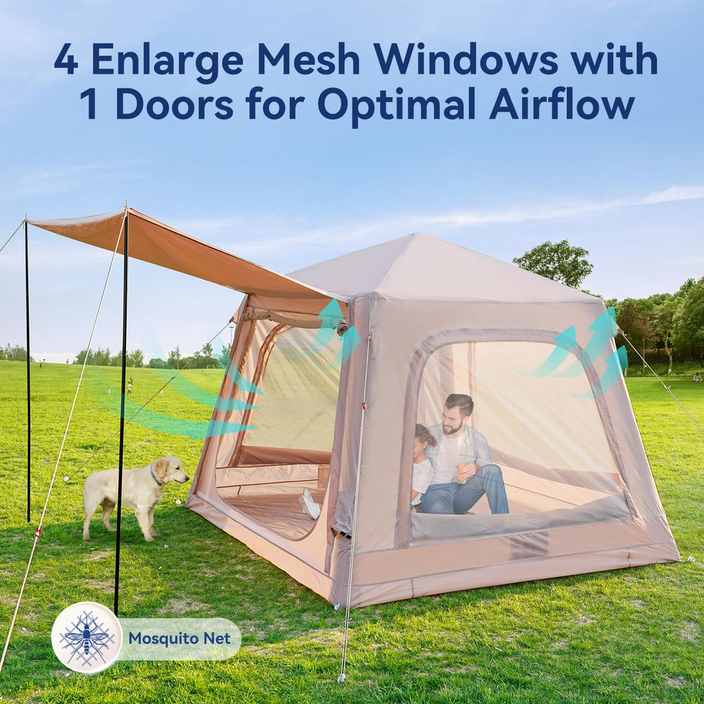 Glonerle easy-setup inflatable tent saves time before relaxation.