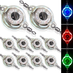 Glooglitter 10-pack LED underwater fishing lights with fish-eye design