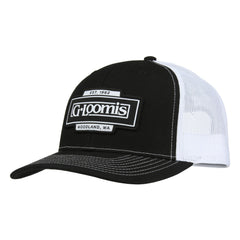 G. Loomis Original Trucker Cap in black and white with centered logo patch for sun protection.