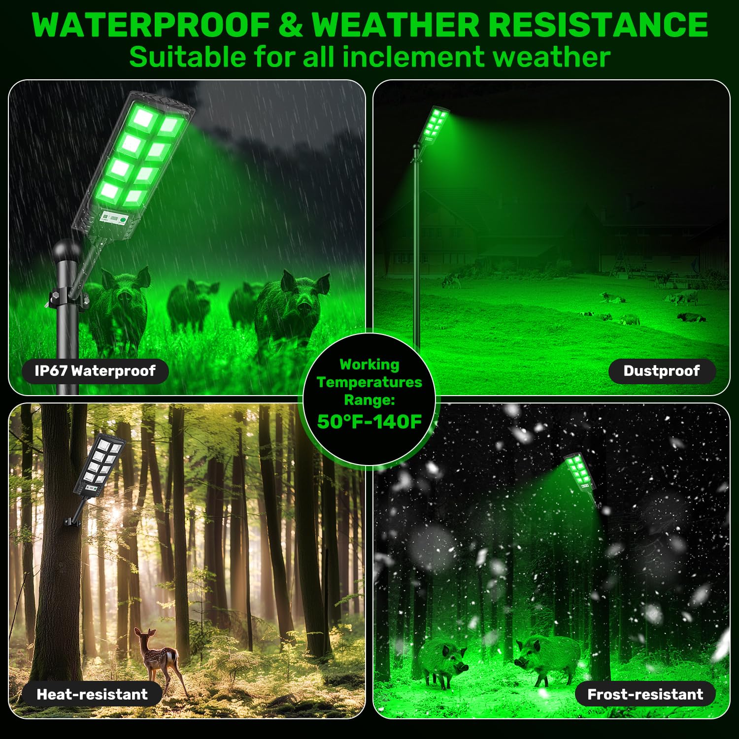 GLOPHOK IP66 durable hog lights withstand harsh weather for outdoor use.