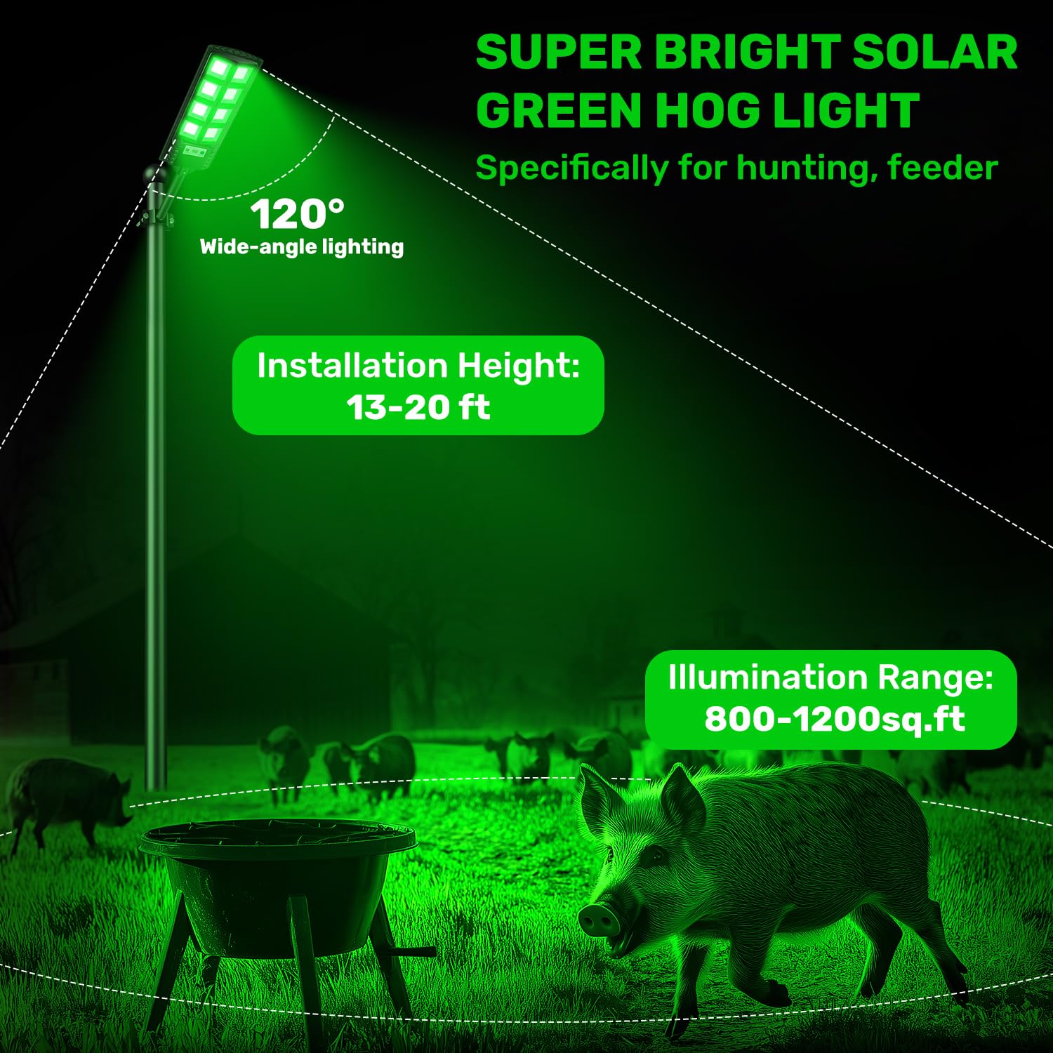 GLOPHOK Solar Hog Lights remote control enables timed brightness for flexible hunts.
