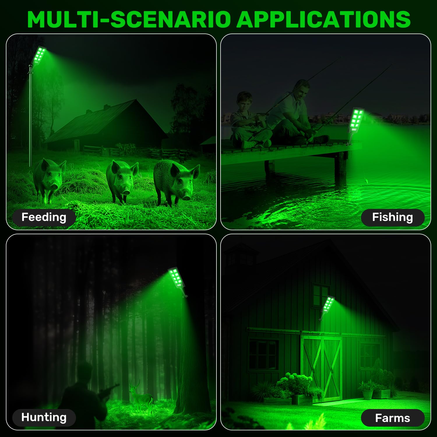 GLOPHOK two-pack solar hog lights provide expansive coverage for larger hunting areas.