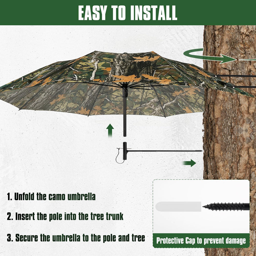 Glosaie Upgrated umbrella mounts securely to tree trunks for stable support.