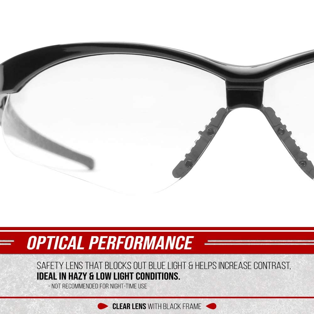 Glove Station Optic Max safety glasses with non-slip nose pads for a secure fit