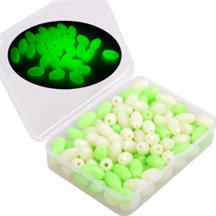 Green glow fishing beads 120pcs in a box – oval soft plastic beads