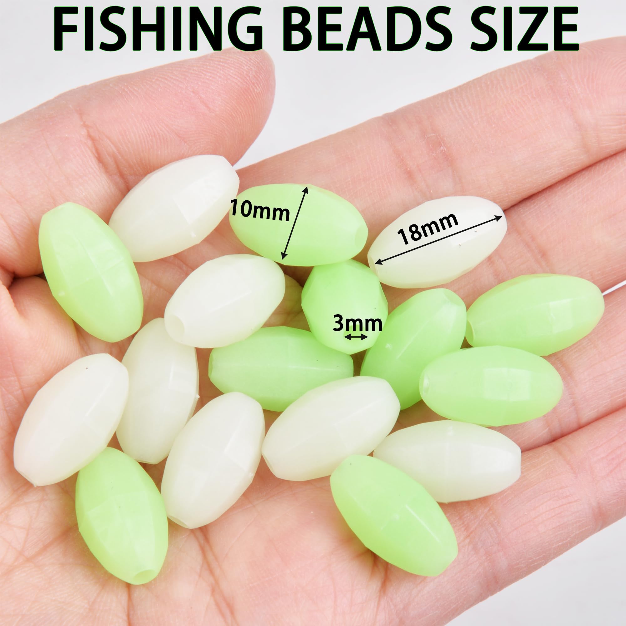Mix color glow fishing beads 120pcs – green and white beads