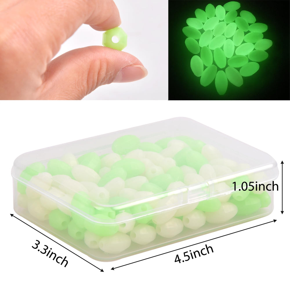 White glow fishing beads 120pcs – oval soft plastic beads