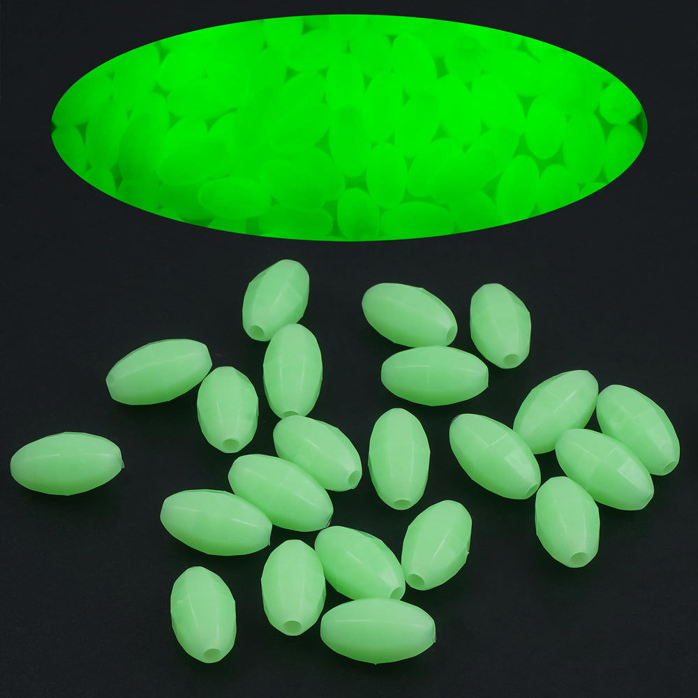 Close-up of luminous oval fishing beads