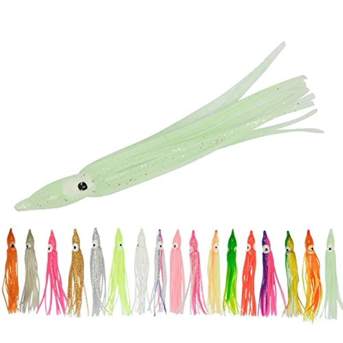 Glow soft plastic octopus squid skirt lure - red glow