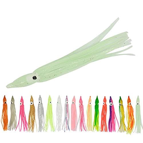 Glow soft plastic octopus squid skirt lure - blue glow