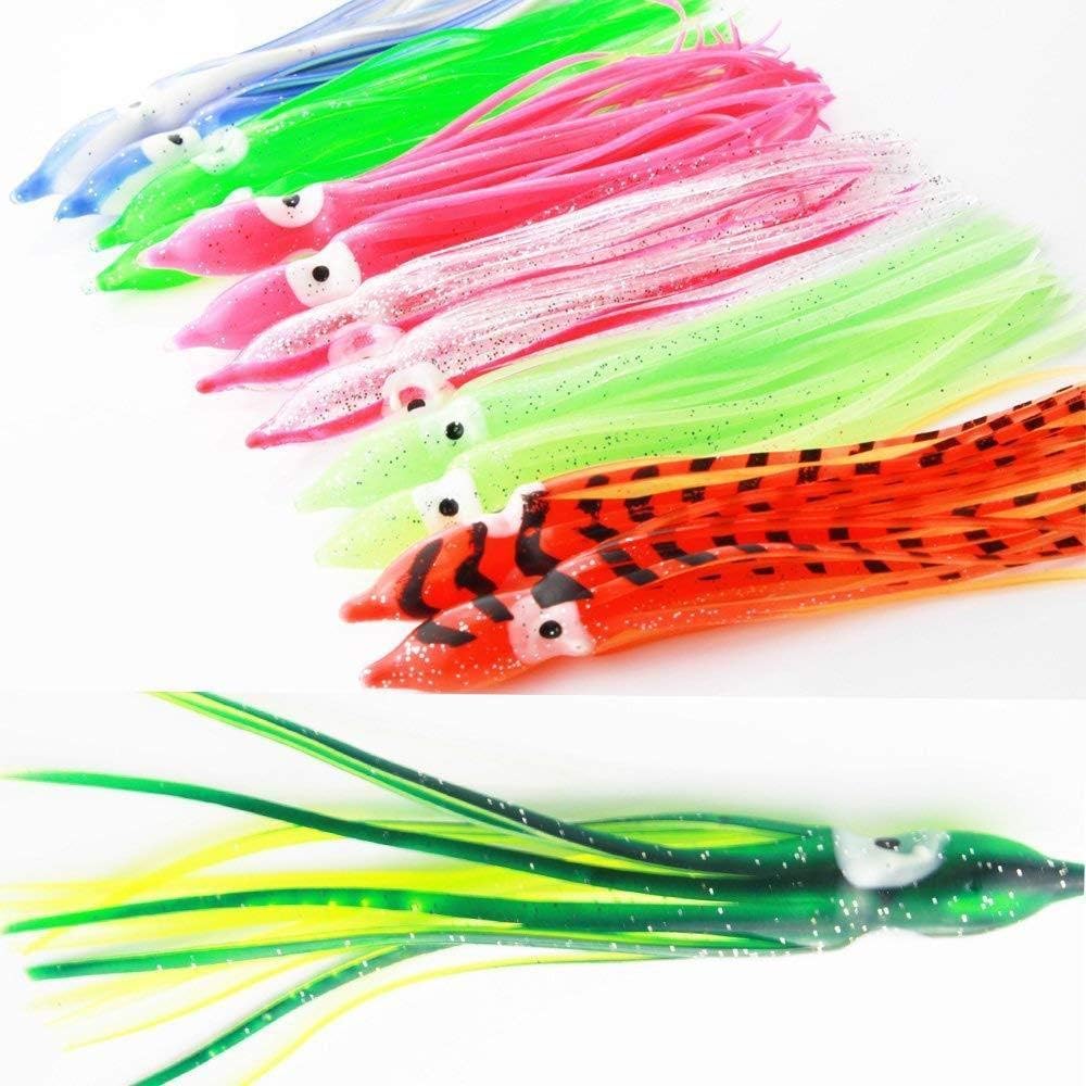 Glow soft plastic octopus squid skirt lure - pink glow