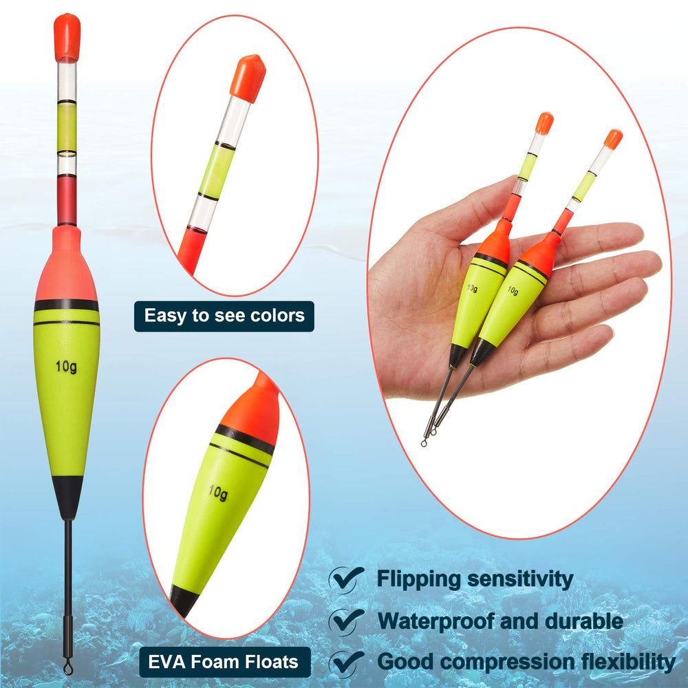 Night fishing setup with glow-tube floats