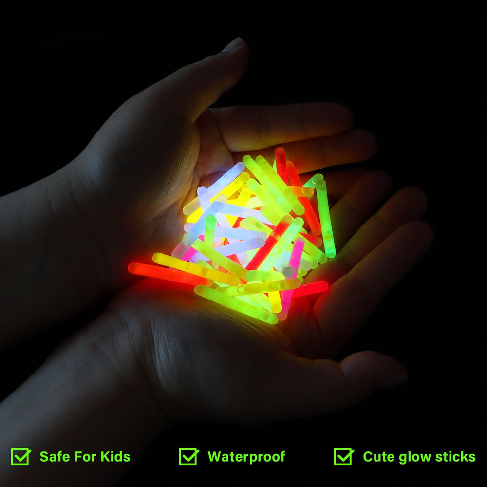 Close-up of flexible, durable glow sticks for events