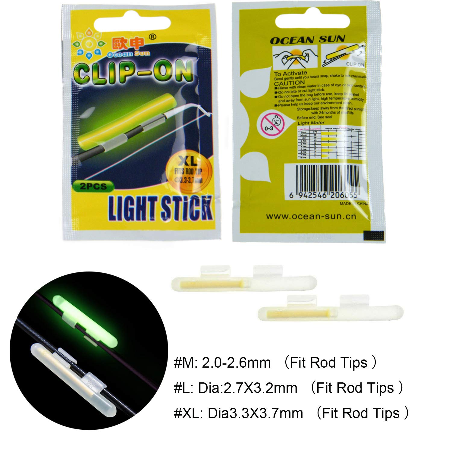 Packaging: 20 glow sticks (10 bags) for fishing