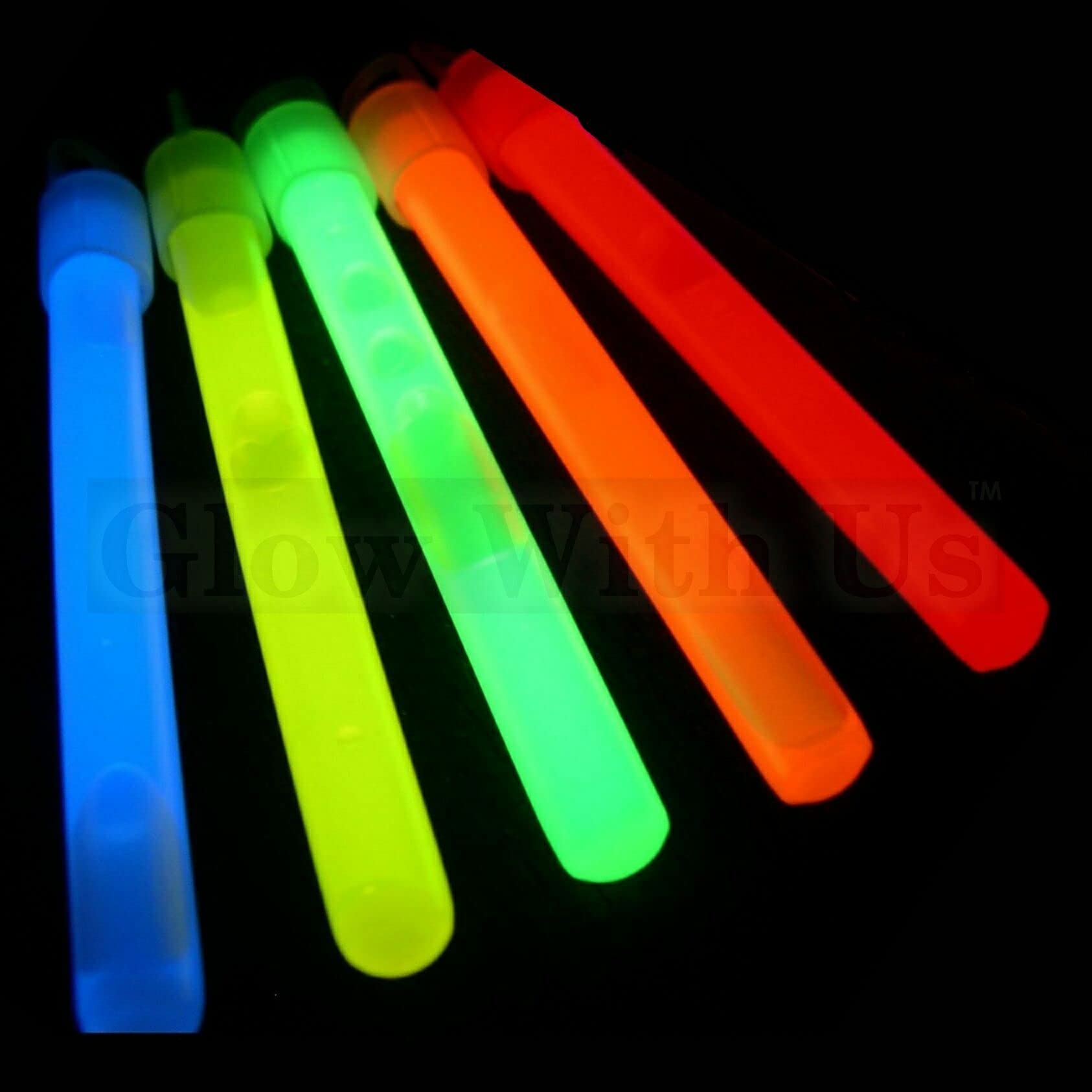 Glow With Us 50-pack 4-inch glow sticks in assorted colors for bright party lighting