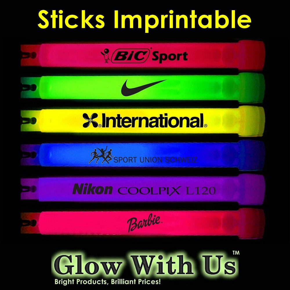 Glow With Us 6-inch green glow sticks glow brightly for nighttime activities.