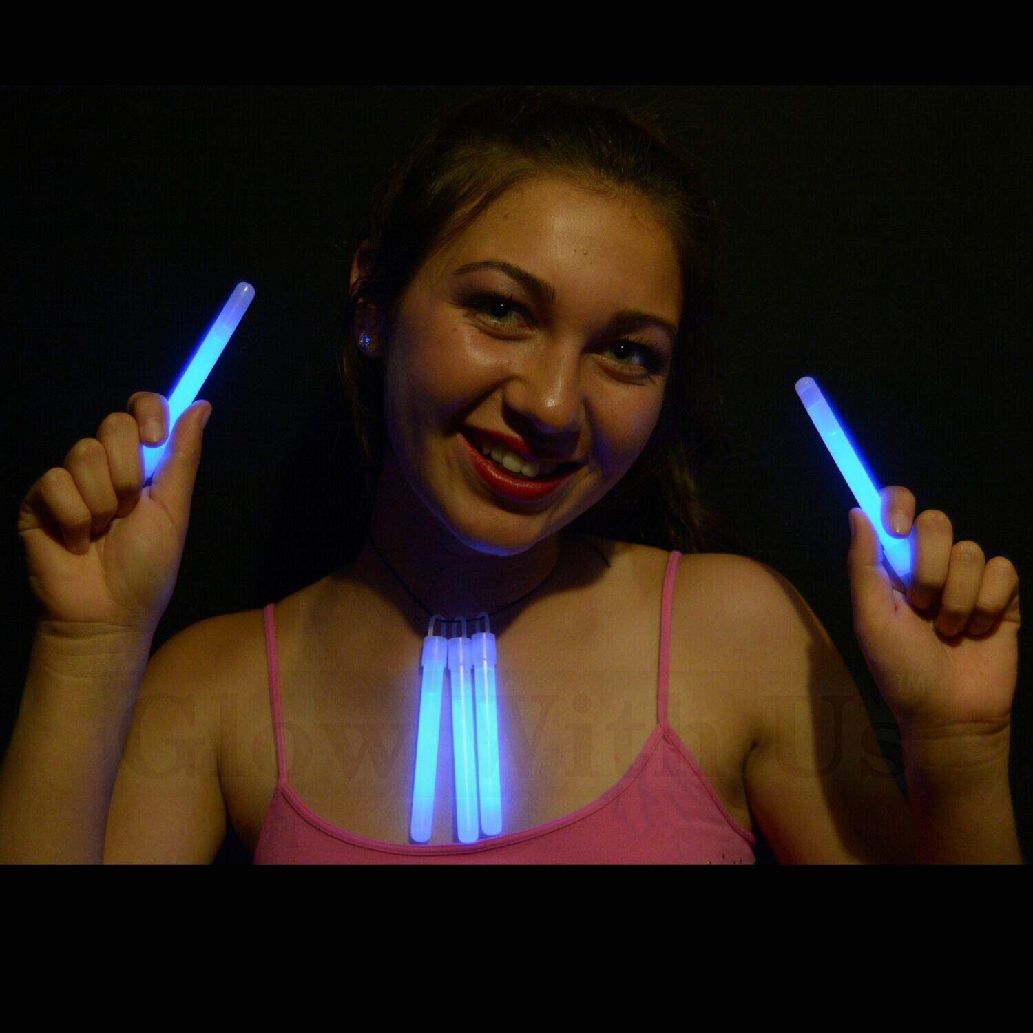 Glow With Us blue glow stick with strings included for easy pendant necklaces