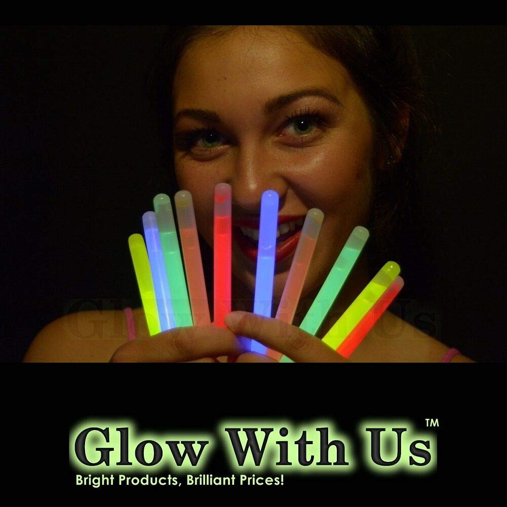 Glow With Us blue 4-inch glow sticks for concerts, parades, and late-night safety accents.