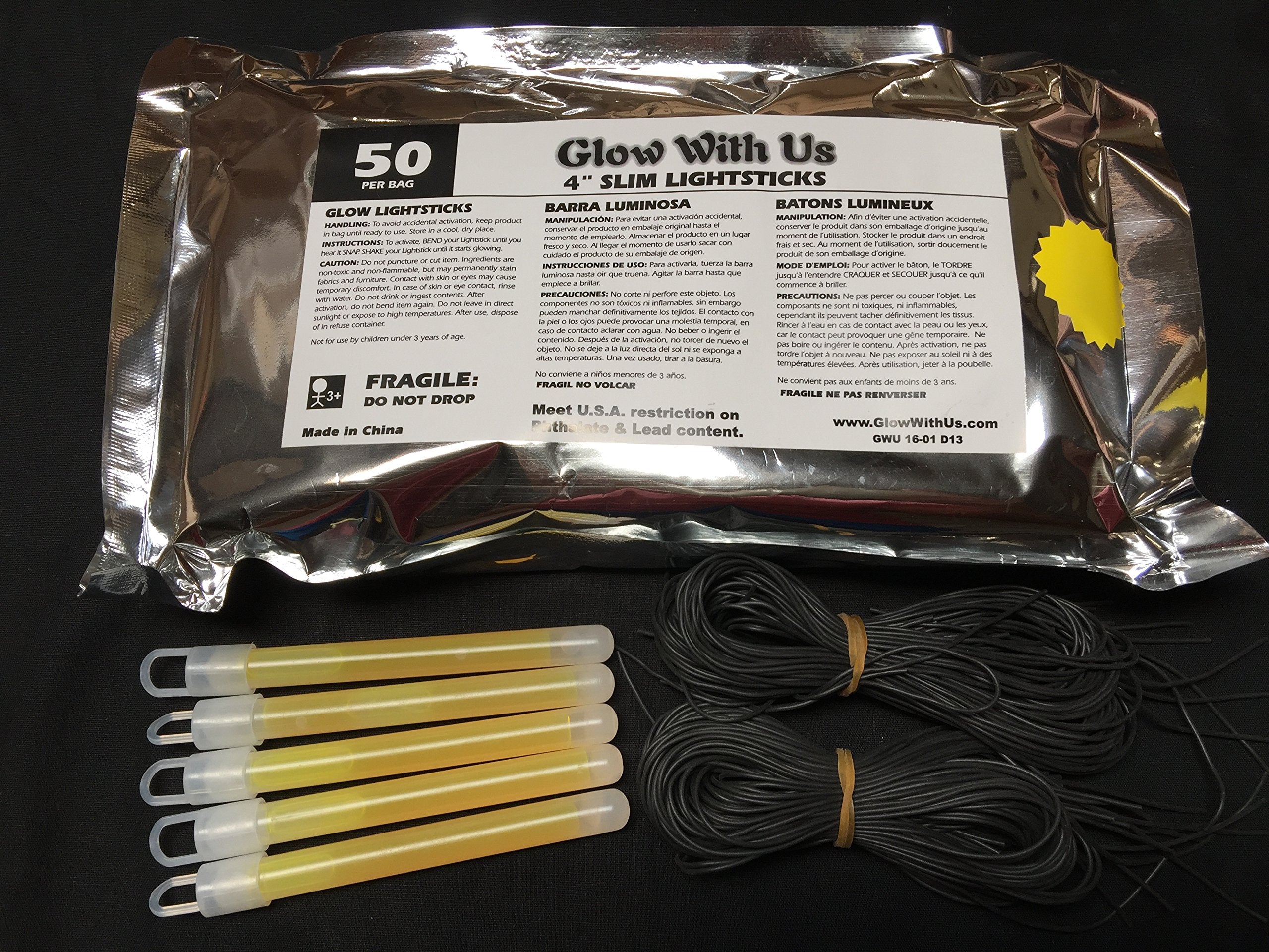 Glow With Us glow-stick pendant necklaces—50 pieces for easy wearable glow at events.