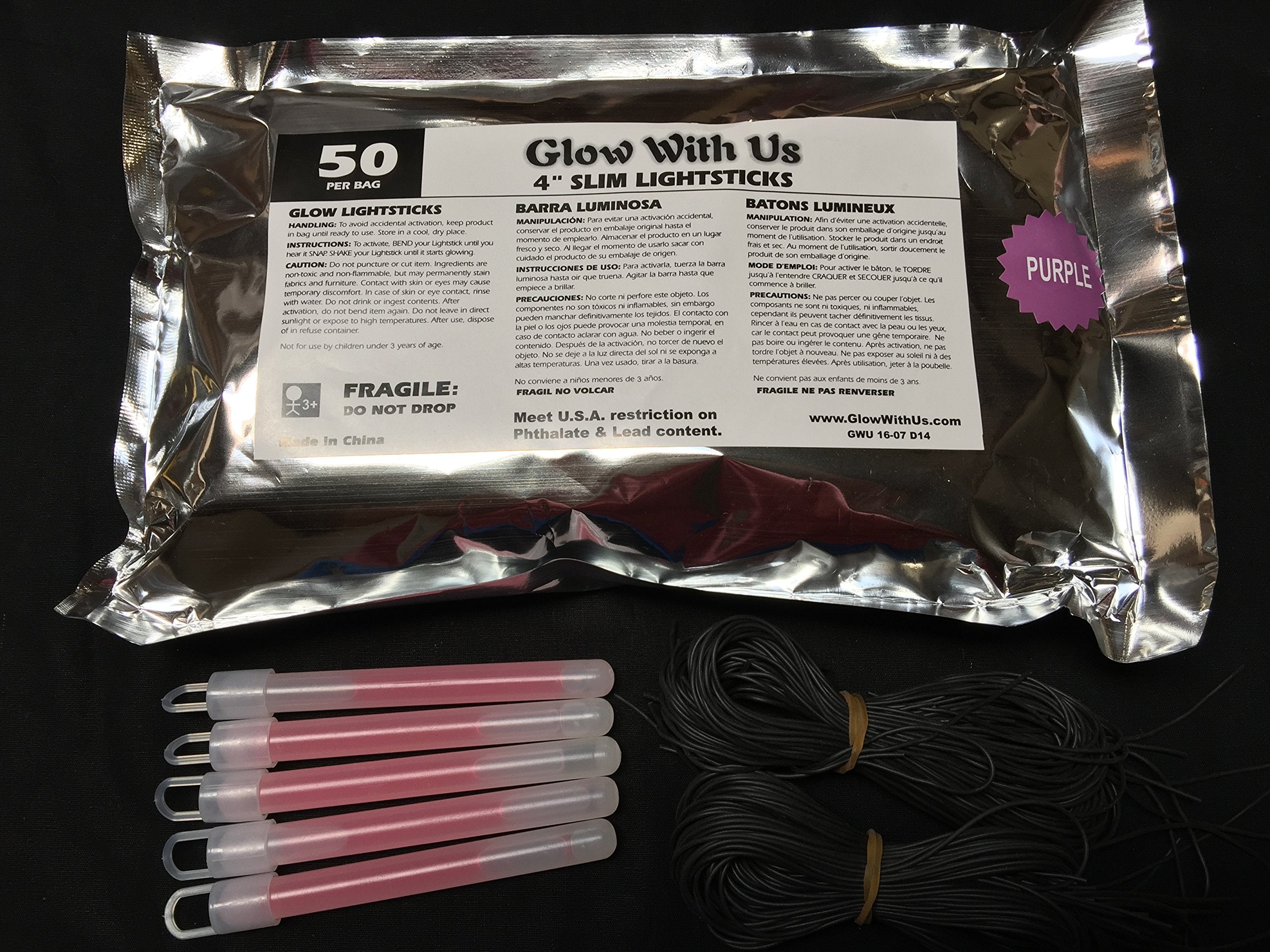 Glow With Us pendant necklaces included for wearable purple glow accessories.