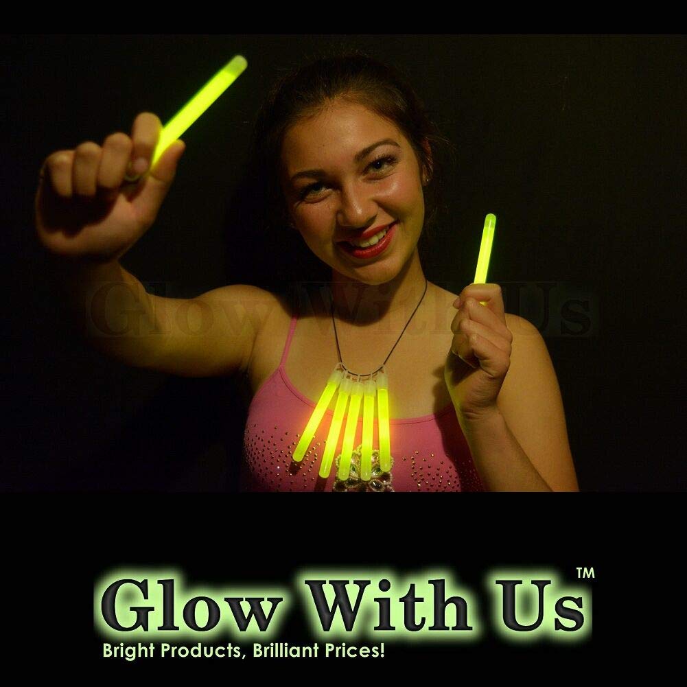 Glow With Us yellow glow-stick closeup shows vivid color for night-time celebrations.