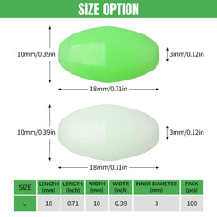 Glow fishing beads green color 10x18mm